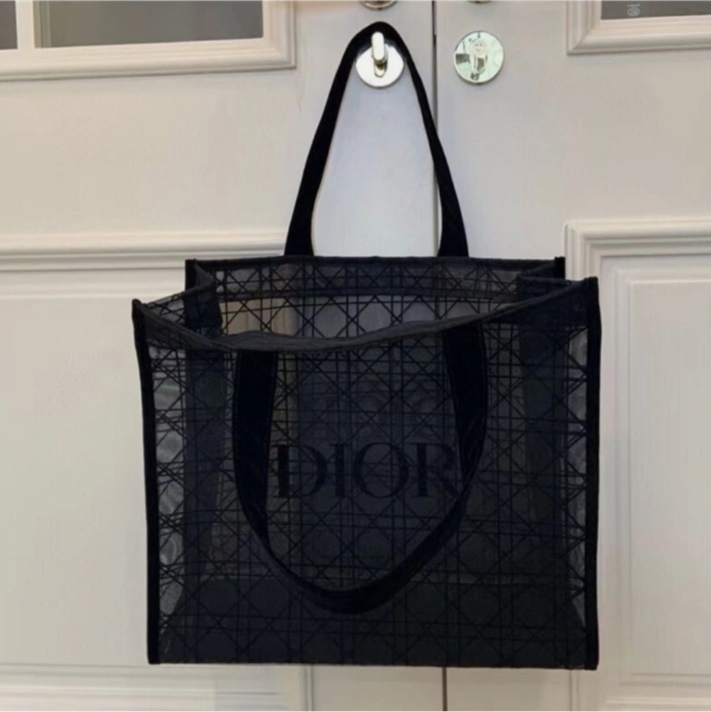 DIOR Black Lace Mesh Cannage Pattern Tote Bag, GWP, New! - Picture 3 of 9
